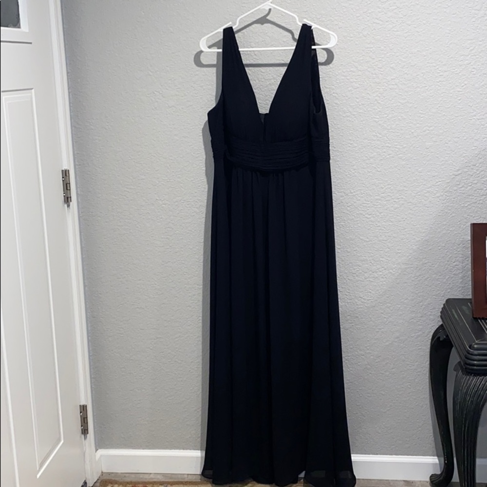 Black formal V neck dress